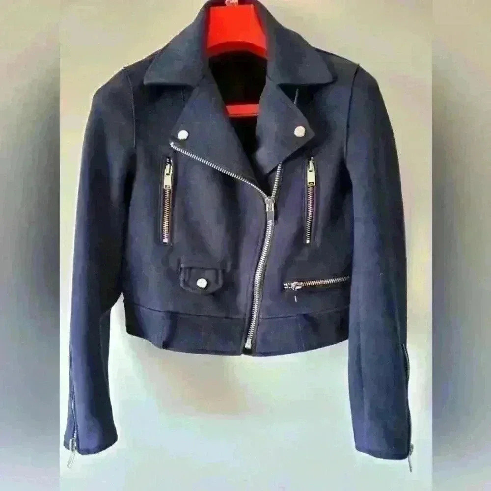 ZARA BASICS suede moto jacket
